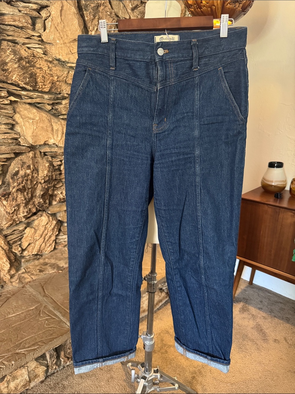 Madewell Dark Indigo Cropped Seamed Jeans